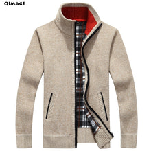 Load image into Gallery viewer, QIMAGE 2017 Men's Sweaters Autumn Winter Warm Cashmere Wool Zipper Pullover Sweaters Man Casual Knitwear Plus Size M-XXXL