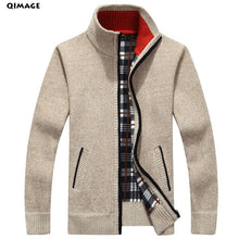 Load image into Gallery viewer, QIMAGE 2017 Men's Sweaters Autumn Winter Warm Cashmere Wool Zipper Pullover Sweaters Man Casual Knitwear Plus Size M-XXXL