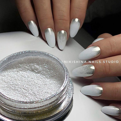 1pcs Silver Mirror Magic Pigment Powder Manicure Dust Shiny Gel Polish Nail Art Glitter Chrome Powder Decorations BE04S