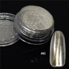Load image into Gallery viewer, 1pcs Silver Mirror Magic Pigment Powder Manicure Dust Shiny Gel Polish Nail Art Glitter Chrome Powder Decorations BE04S