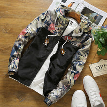 Load image into Gallery viewer, Floral Jacket 2018 Autumn Mens Hooded Jackets Slim Fit Long Sleeve Homme Trendy Windbreaker Coat Brand Clothing Drop Shipping