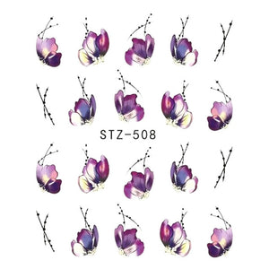 1pcs Nail Sticker Butterfly Flower Water Transfer Decal Sliders for Nail Art Decoration Tattoo Manicure Wraps Tools Tip JISTZ508