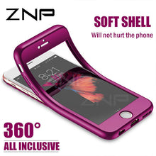 Load image into Gallery viewer, ZNP Luxury Soft TPU 360 Full Cover Cases For iPhone 8 7 6S 6 case 5 5S SE Cover Cases For iPhone 6 7 8 Plus case with glass