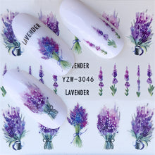 Load image into Gallery viewer, FWC Nail Stickers on Nails Blooming Flower Stickers for Nails Lavender Nail Art Water Transfer Stickers Decals
