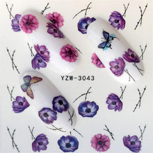 Load image into Gallery viewer, FWC Nail Stickers on Nails Blooming Flower Stickers for Nails Lavender Nail Art Water Transfer Stickers Decals