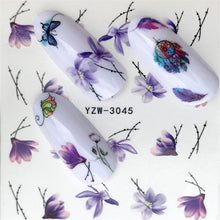 Load image into Gallery viewer, FWC Nail Stickers on Nails Blooming Flower Stickers for Nails Lavender Nail Art Water Transfer Stickers Decals