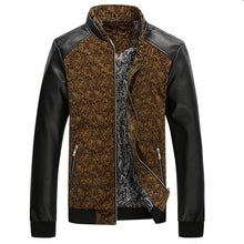 Load image into Gallery viewer, Mountainskin PU Leather Patchwork Men's Jackets 6XL Autumn Fashion Coats Men Outerwear Stand Collar Male Clothing Slim Fit SA332