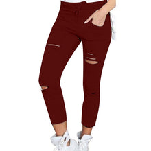 Load image into Gallery viewer, New 2016 Skinny Jeans Women Denim Pants Holes Destroyed Knee Pencil Pants Casual Trousers Black White Stretch Ripped Jeans