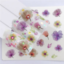 Load image into Gallery viewer, FWC Nail Stickers on Nails Blooming Flower Stickers for Nails Lavender Nail Art Water Transfer Stickers Decals