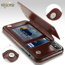 Load image into Gallery viewer, KISSCASE Retro PU Leather Case For iPhone X 6 6s 7 8 Plus XS 5S SE Multi Card Holders Phone Cases For iPhone XS Max XR 10 Cover