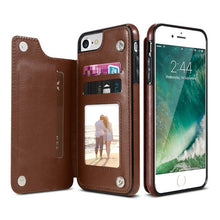 Load image into Gallery viewer, KISSCASE Retro PU Leather Case For iPhone X 6 6s 7 8 Plus XS 5S SE Multi Card Holders Phone Cases For iPhone XS Max XR 10 Cover