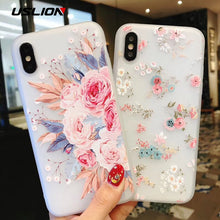 Load image into Gallery viewer, USLION Flower Silicon Phone Case For iPhone 7 8 Plus XS Max XR Rose Floral Cases For iPhone X 8 7 6 6S Plus 5 SE Soft TPU Cover