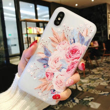 Load image into Gallery viewer, USLION Flower Silicon Phone Case For iPhone 7 8 Plus XS Max XR Rose Floral Cases For iPhone X 8 7 6 6S Plus 5 SE Soft TPU Cover