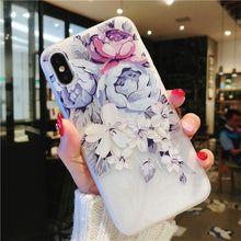 Load image into Gallery viewer, USLION Flower Silicon Phone Case For iPhone 7 8 Plus XS Max XR Rose Floral Cases For iPhone X 8 7 6 6S Plus 5 SE Soft TPU Cover