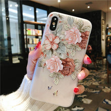 Load image into Gallery viewer, USLION Flower Silicon Phone Case For iPhone 7 8 Plus XS Max XR Rose Floral Cases For iPhone X 8 7 6 6S Plus 5 SE Soft TPU Cover