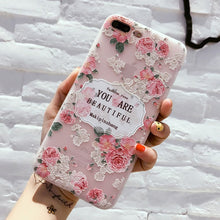 Load image into Gallery viewer, USLION Flower Silicon Phone Case For iPhone 7 8 Plus XS Max XR Rose Floral Cases For iPhone X 8 7 6 6S Plus 5 SE Soft TPU Cover