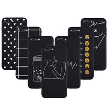 Load image into Gallery viewer, 3D Relief Phone Case For iPhone 6 6s 7 8 Plus X 5 5s SE Cover Cute Cartoon Love Heart Soft TPU Black Capa For iPhone 8 XR XS Max